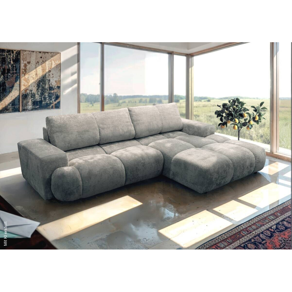 Ecksofa mit Bettfunktion grau Microfaser B/H/T: ca. 288x69x187 cm