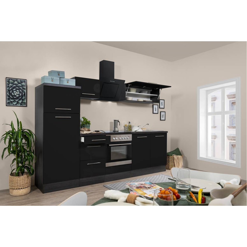Respekta Küchenblock Premium schwarz hochglänzend B/H/T: ca. 270x200x60 cm