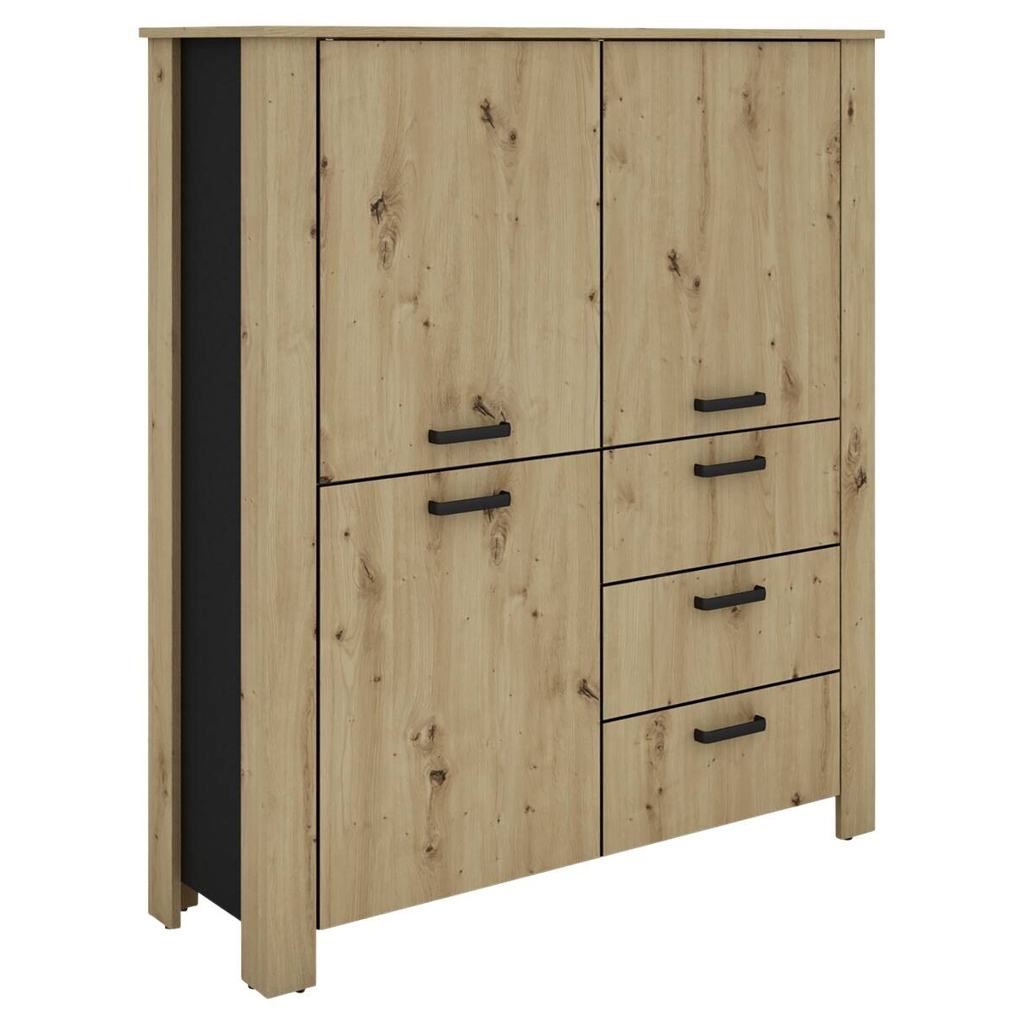 Highboard FARO Eiche schwarz B/H/T: ca. 120x137x40 cm