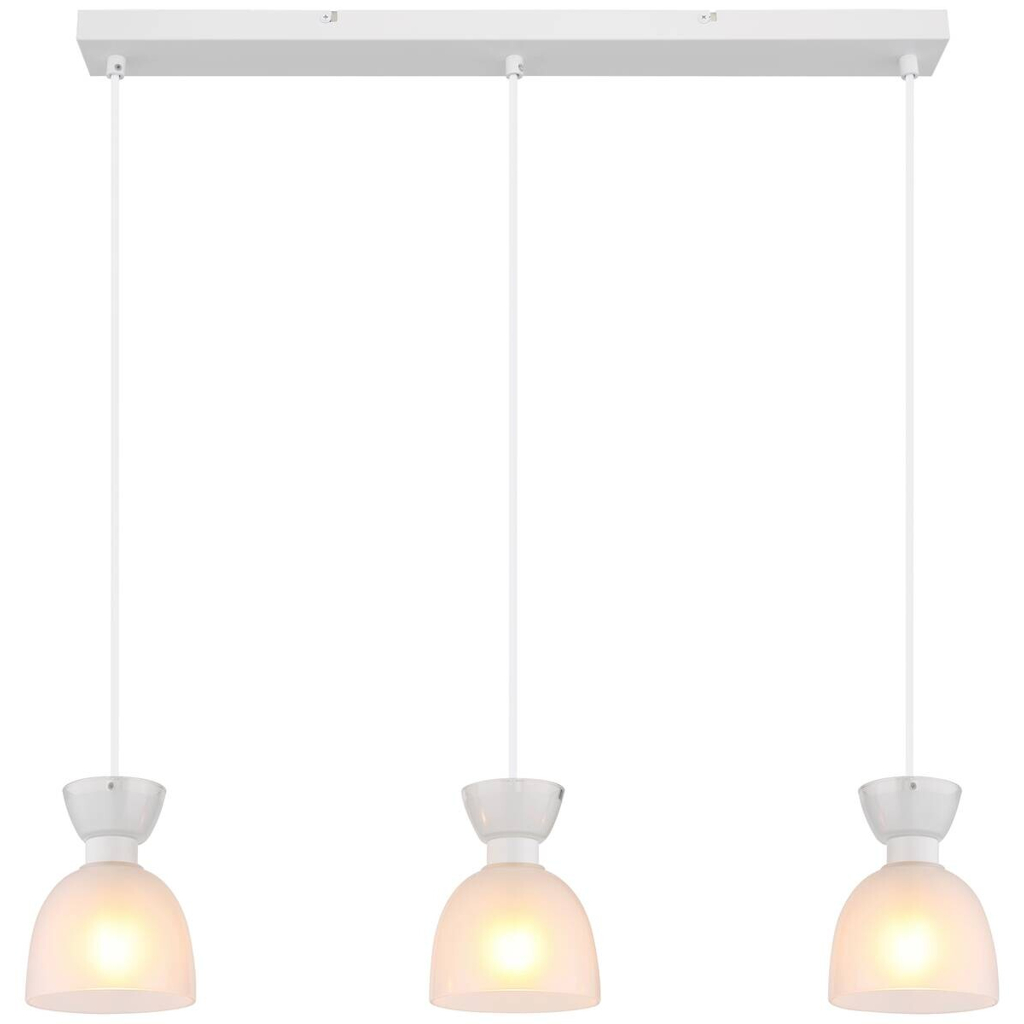 GLOBO Pendelleuchte Opal weiß Metall Glas B/H: ca. 65x120 cm E14 3 Brennstellen