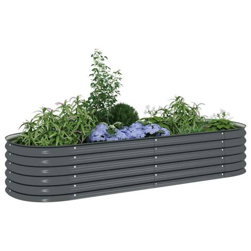Garten-Hochbeet grau Stahl B/H/L: ca. 80x44x240 cm