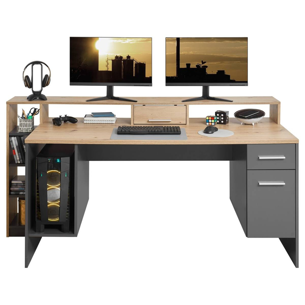 Schreibtisch Highscore grau Eiche Artisan Nachbildung B/H/T: ca. 182x92x70 cm