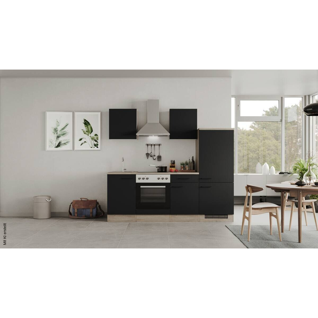 Küchenblock Capri schwarz matt B/H/T: ca. 220x200x60 cm