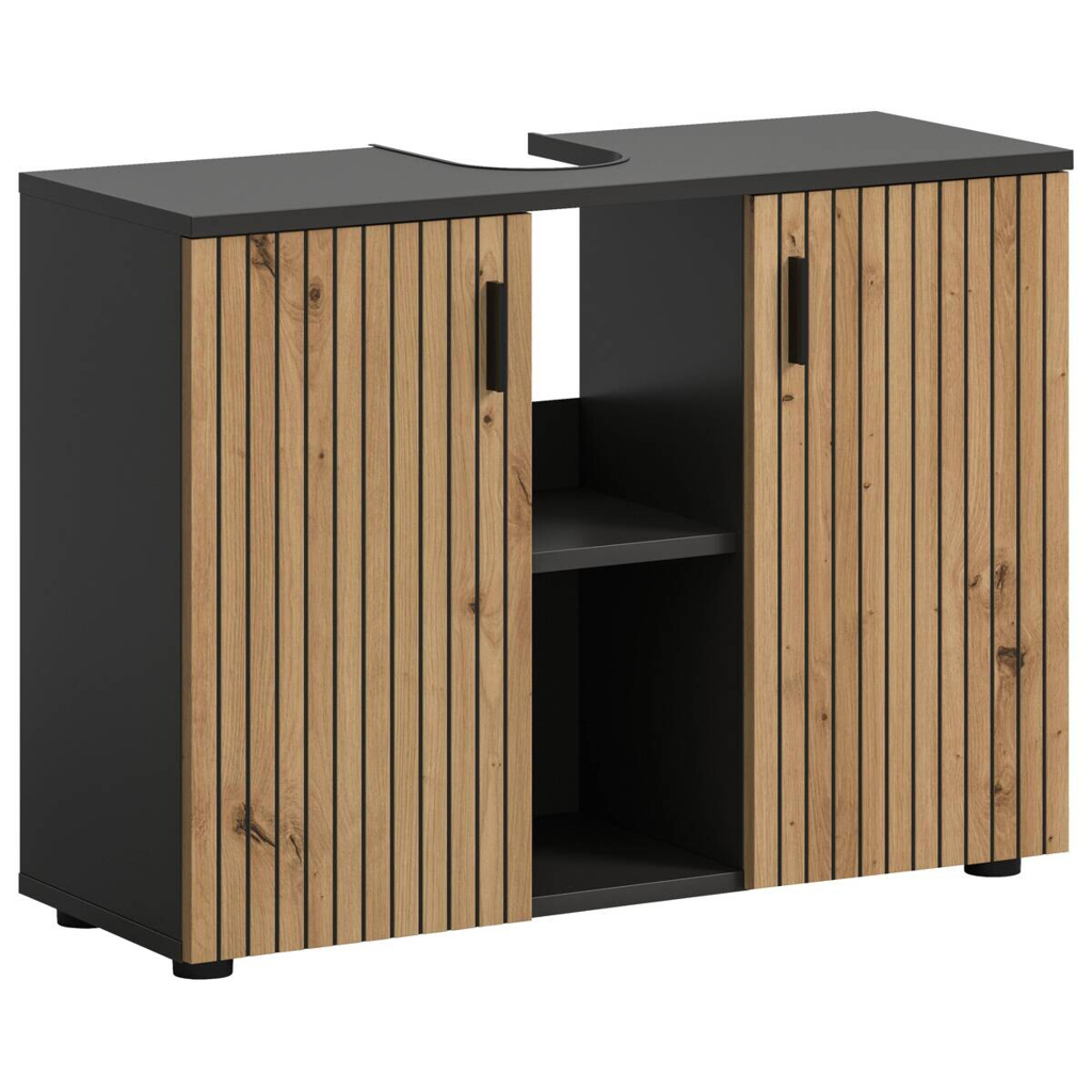 Waschbeckenunterschrank Mone Basalt Nachbildung Artisan Oak Nachbildung B/H/T: ca. 80x59x30 cm