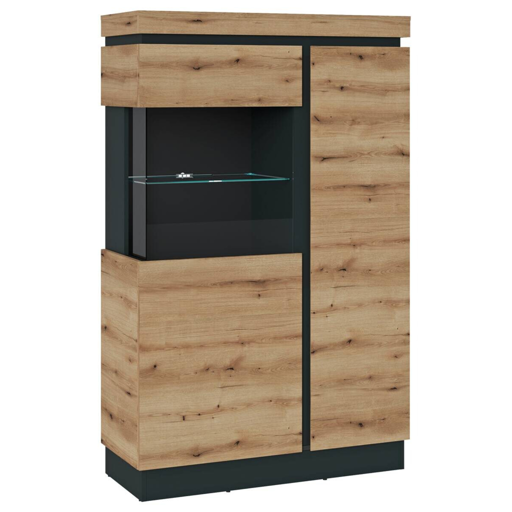 Vitrine Corte Eiche Evoke Coast Nachbildung grau B/H/T: ca. 104x164x40 cm