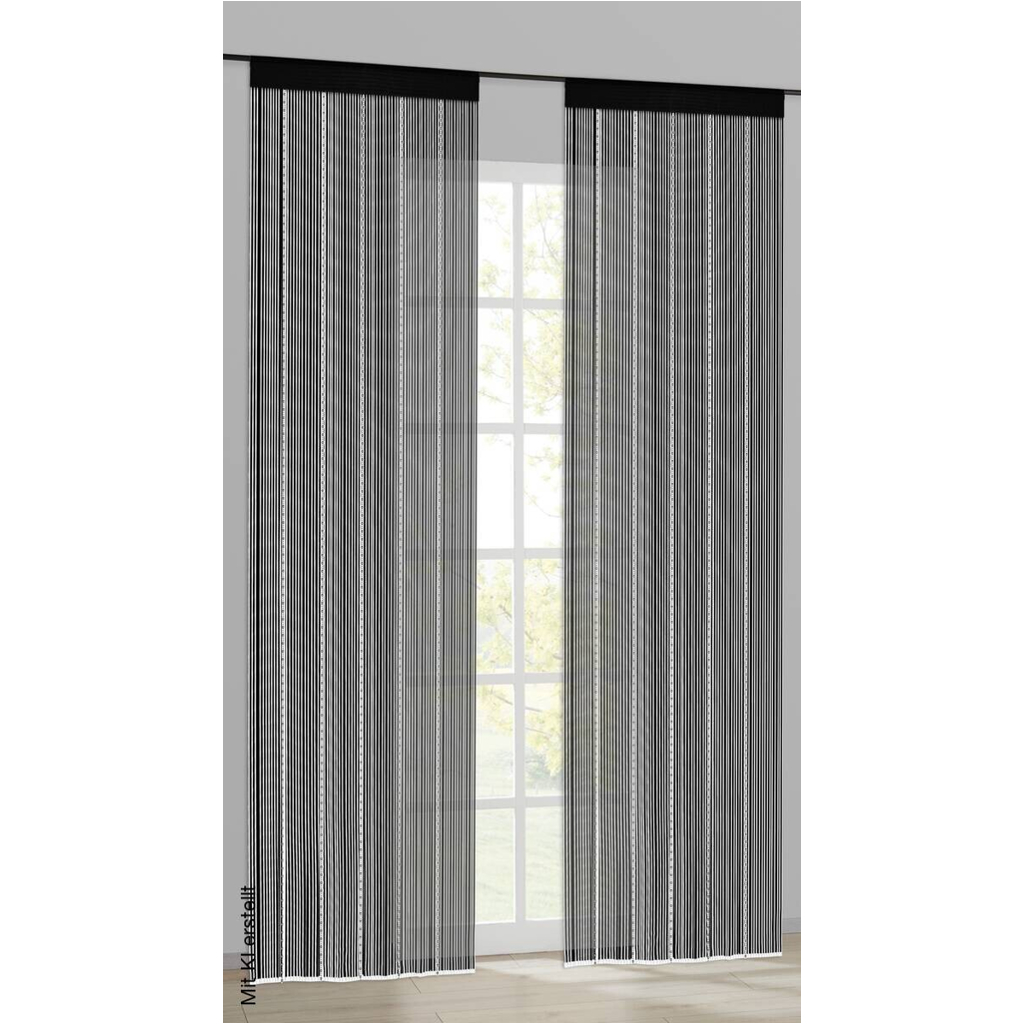 Fadenvorhang Perle schwarz B/L: ca. 90x245 cm