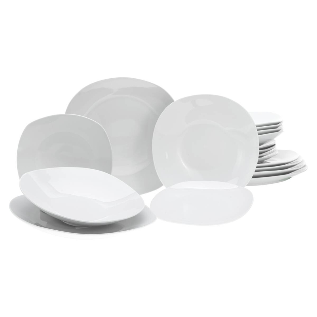 CreaTable Tafelservice Square weiß Porzellan 18 tlg.