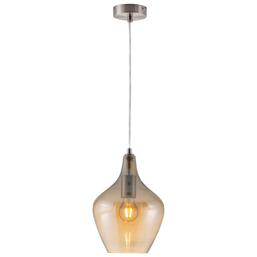 Nowa Pendelleuchte 30620123 nickel matt amber Glas Metall H/D: ca. 150x22 cm E14 1 Brennstellen