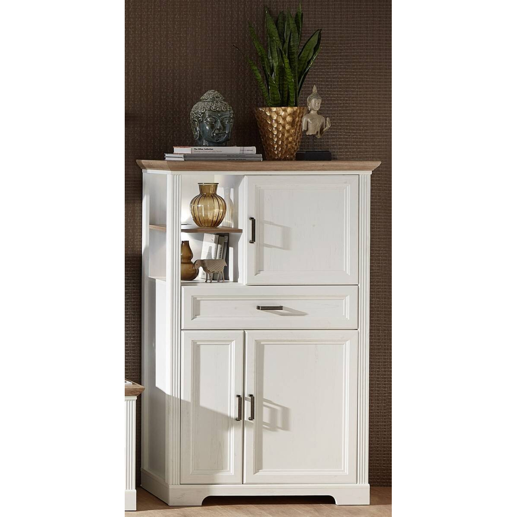Standvitrine Jasmin Eiche Artisan Nachbildung Pinie Nachbildung B/H/T: ca. 93x150x42 cm