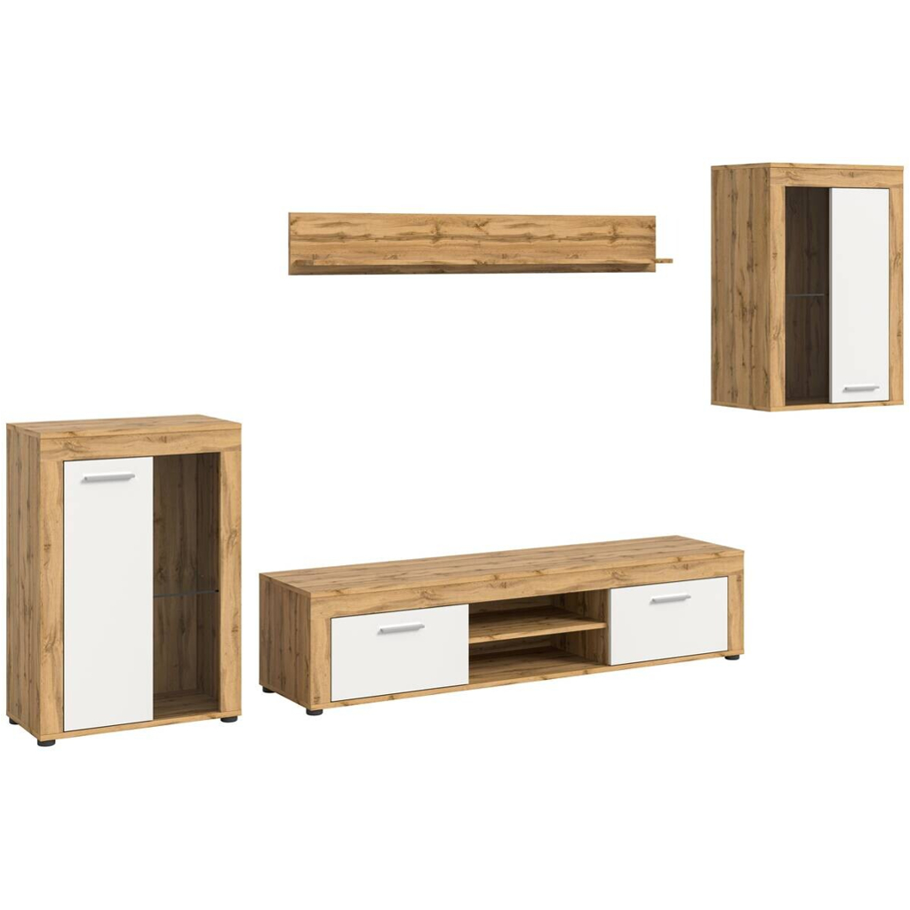 Wohnwand Jam Eiche Wotan Nachbildung weiß B/H/T: ca. 310x169x35 cm