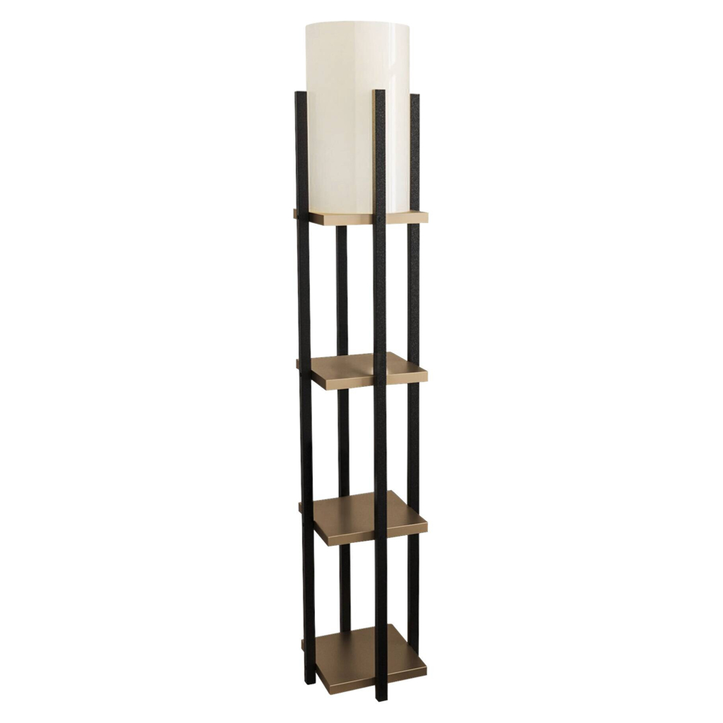 Opviq Stehlampe gold schwarz Stoff B/H/T/L/D: ca. 25x130x25x25x25 cm E27 1 Brennstellen