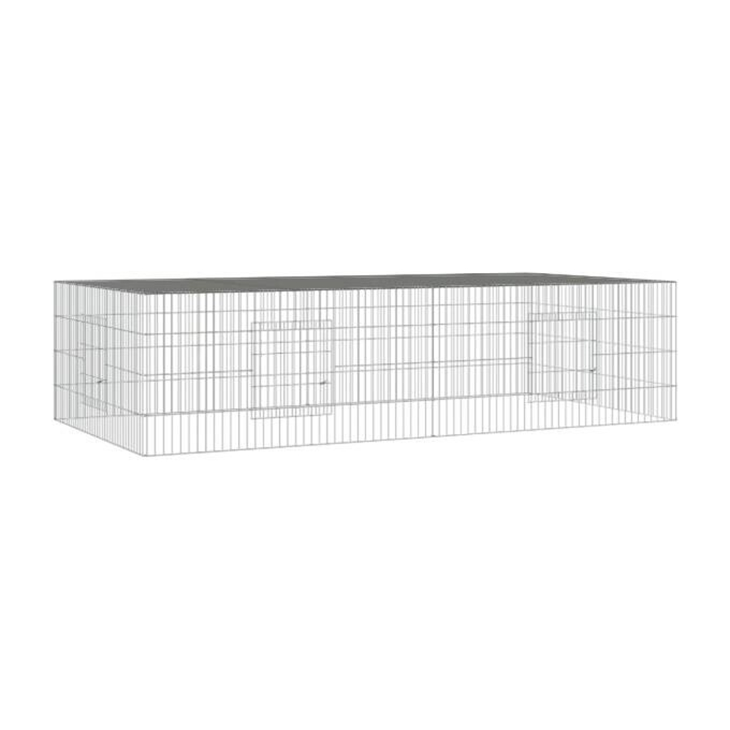 vidaXL Kaninchenkäfig silber Eisen B/H/L: ca. 110x55x220 cm