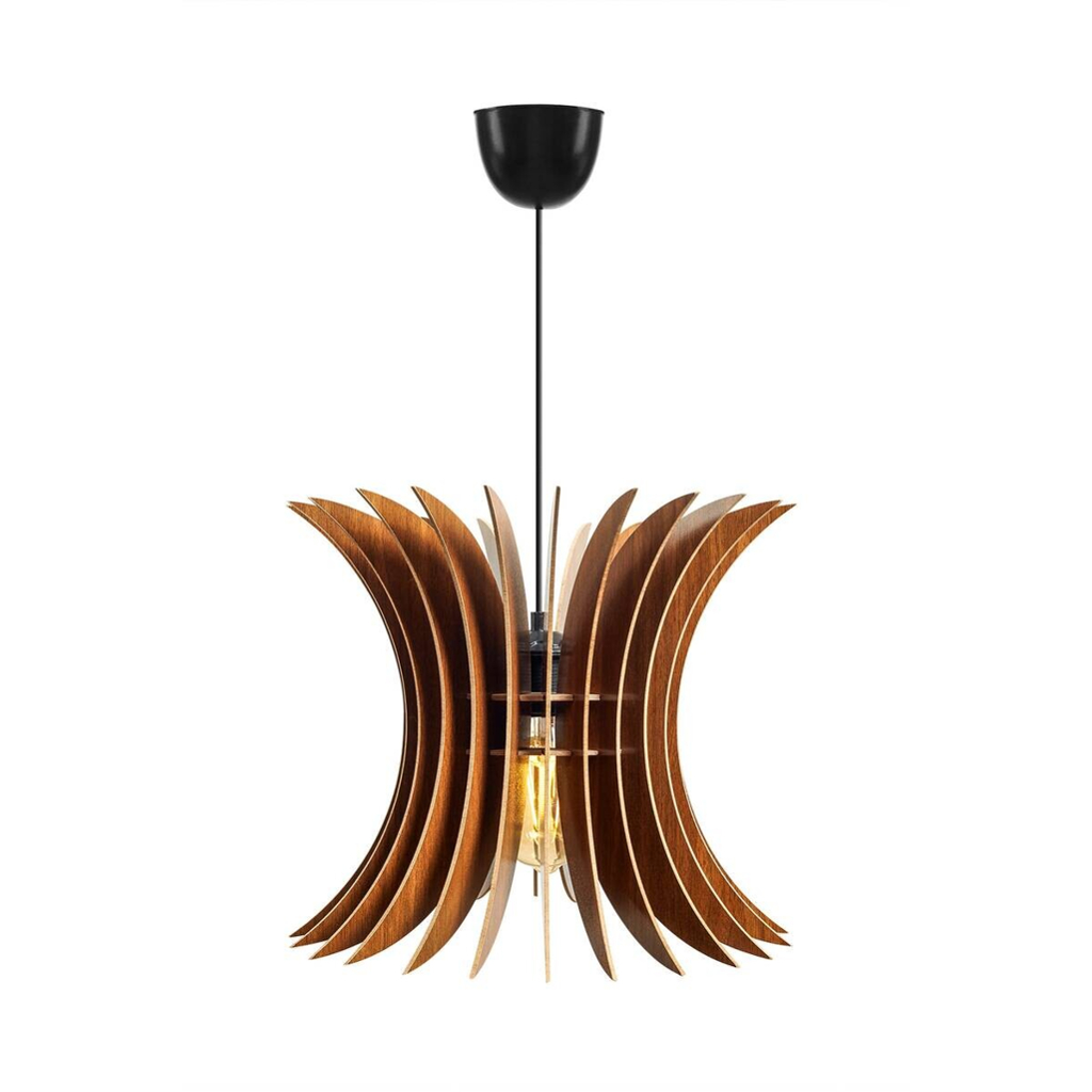 Opviq Pendelleuchte nussbaum MDF B/H/T/L/D: ca. 35x65x35x35x35 cm E27 1 Brennstellen