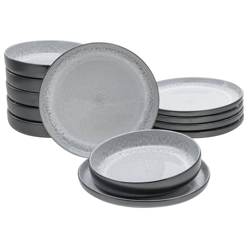 CreaTable Tafelservice Nordic Fjord grau Steinzeug 12 tlg.