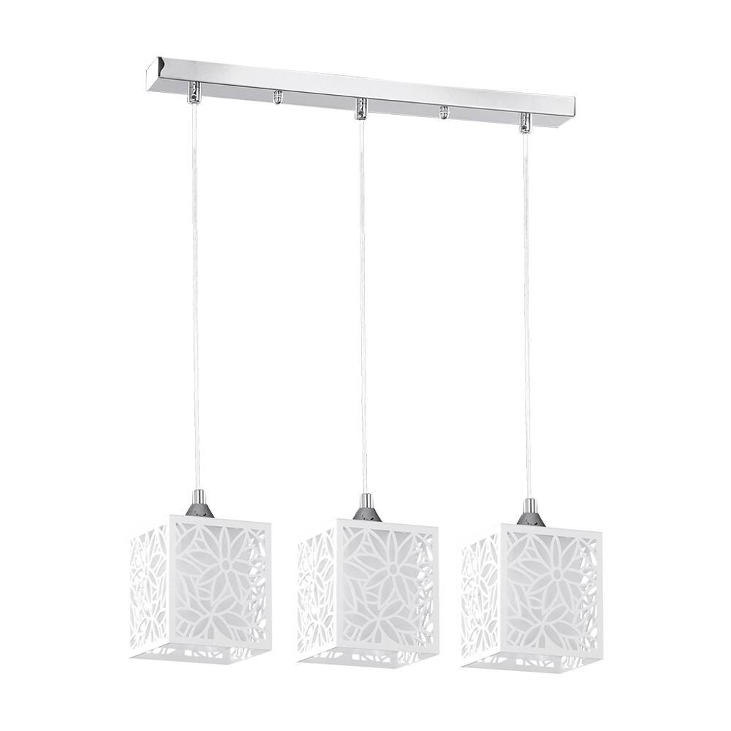 SPOT Light Pendelleuchte Anika weiß Chrom Metall Glas Kunststoff B/H/T: ca. 53x125x13 cm E27 3 Brennstellen