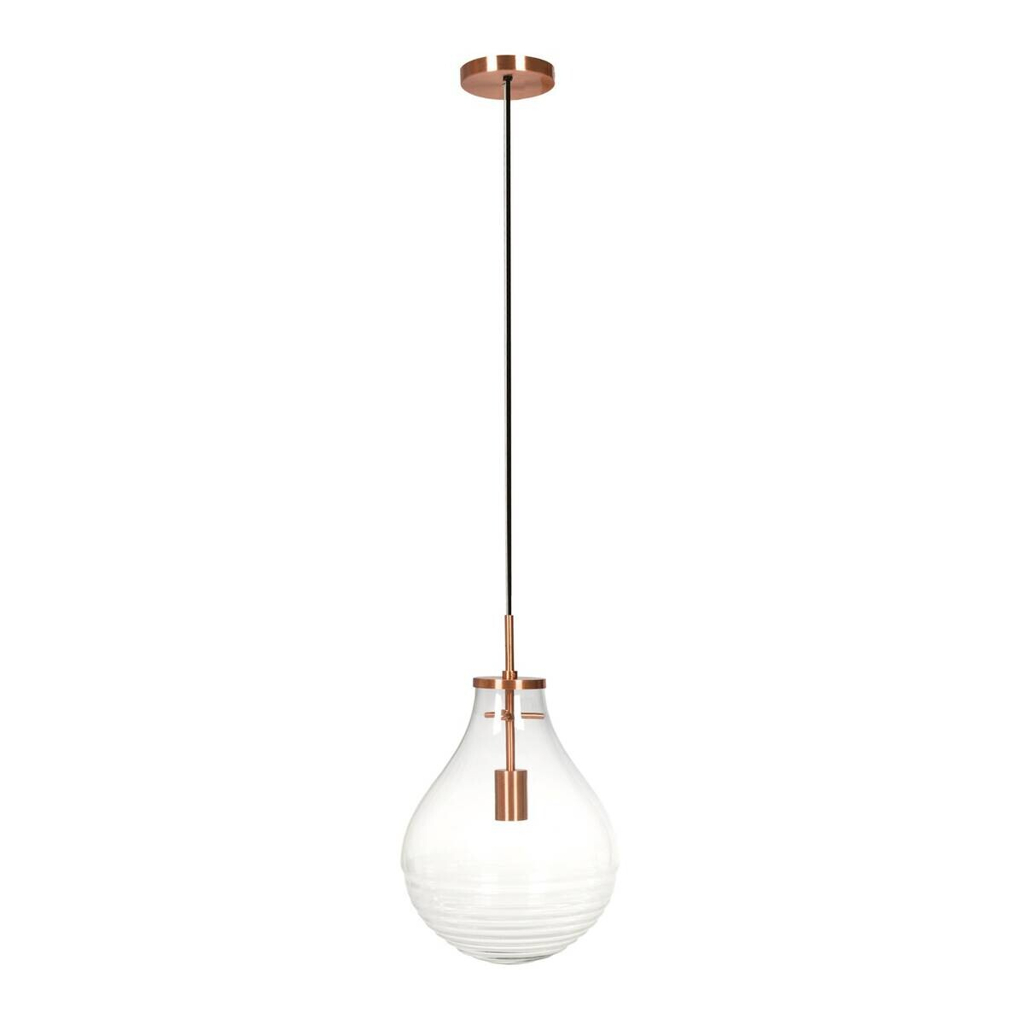 Kayoom Pendelleuchte Kupfer transparent Glas Eisen B/H/L: ca. 29x38x29 cm E27 1 Brennstellen