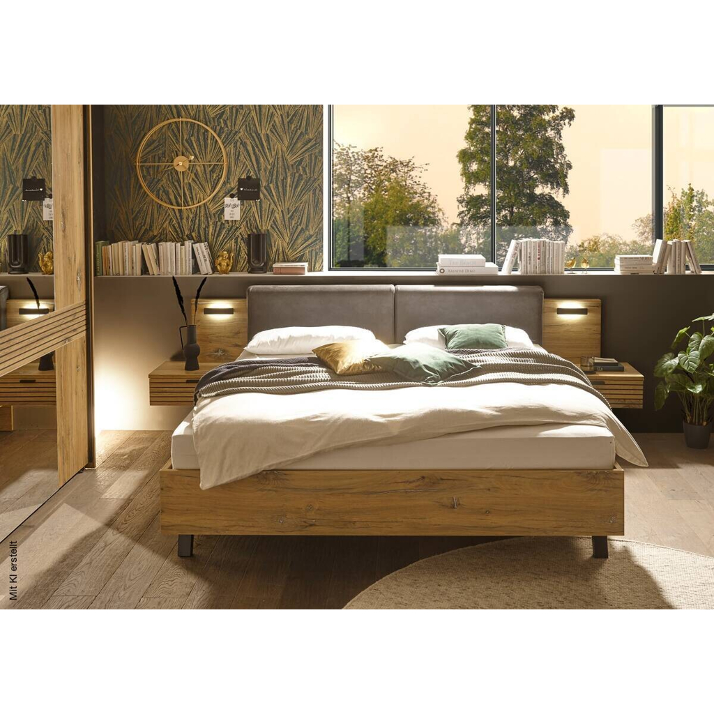 Bett Trattino Oak Flagstaff Optik B/H/T: ca. 295x93x212 cm