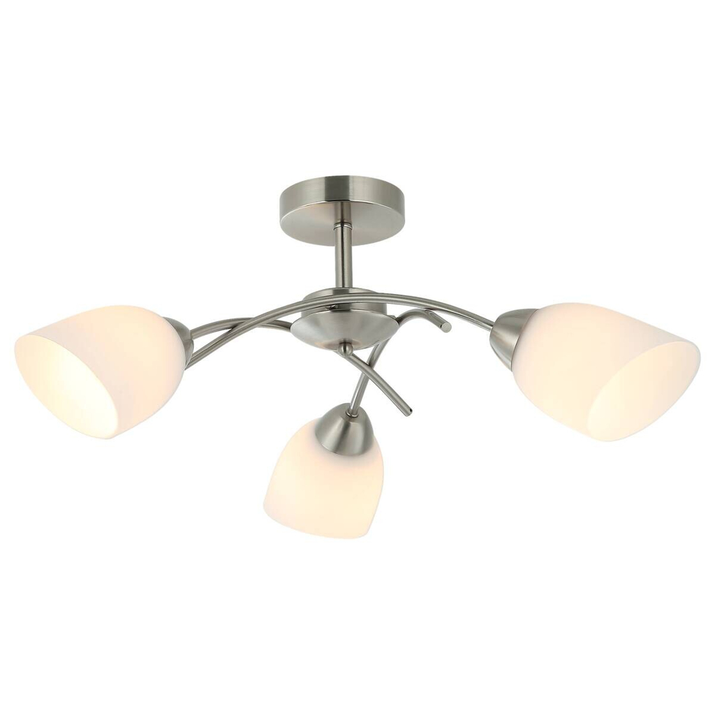 Lamkur Deckenleuchte Donna nickel Metall Glas H/L: ca. 25x51 cm E27 3 Brennstellen