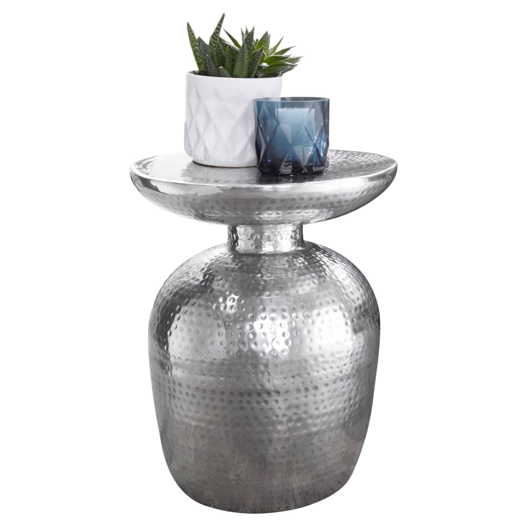 Beistelltisch silber lackiert Aluminium B/H/T/D: ca. 36,5x46x36,5x36,5 cm
