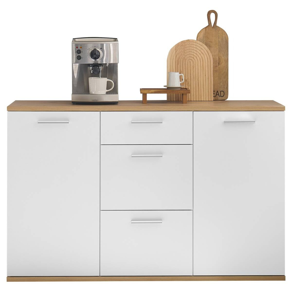 Kommode BC 1035 weiß Eiche Artisan Nachbildung B/H/T: ca. 135x86x38 cm