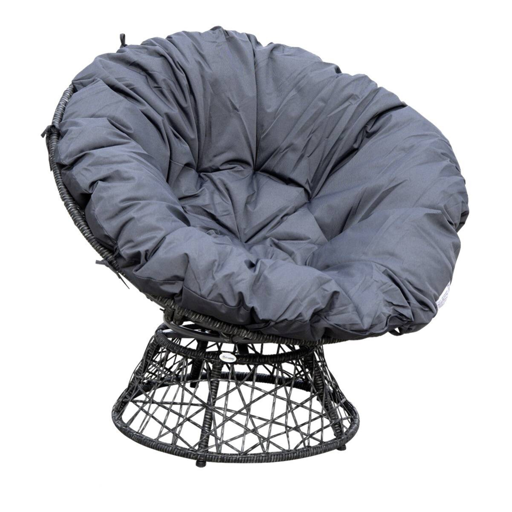 Outsunny Papasansessel schwarz Polyrattan B/H/L: ca. 87x90x97 cm