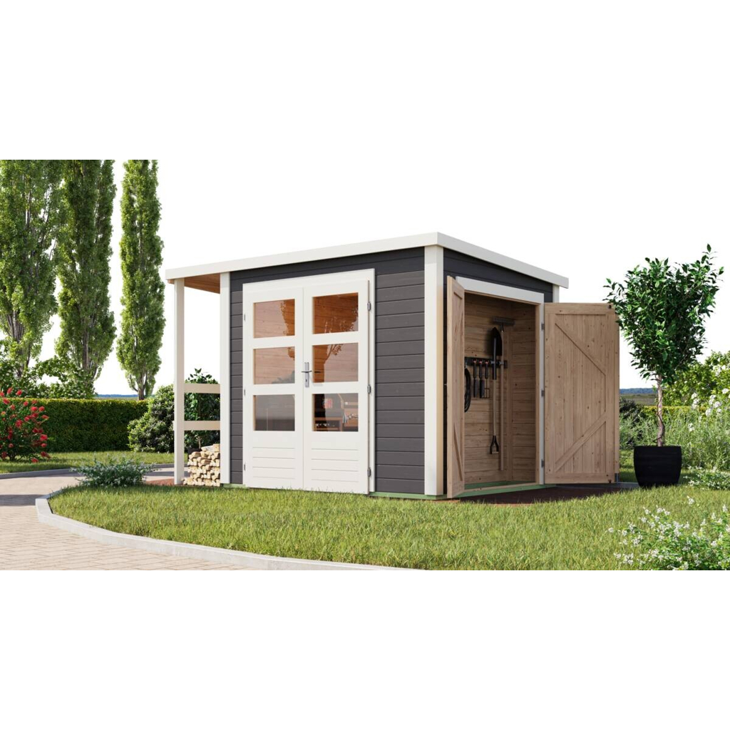 Karibu Gartenhaus Fabi grau B/H/L: ca. 204x230x244 cm