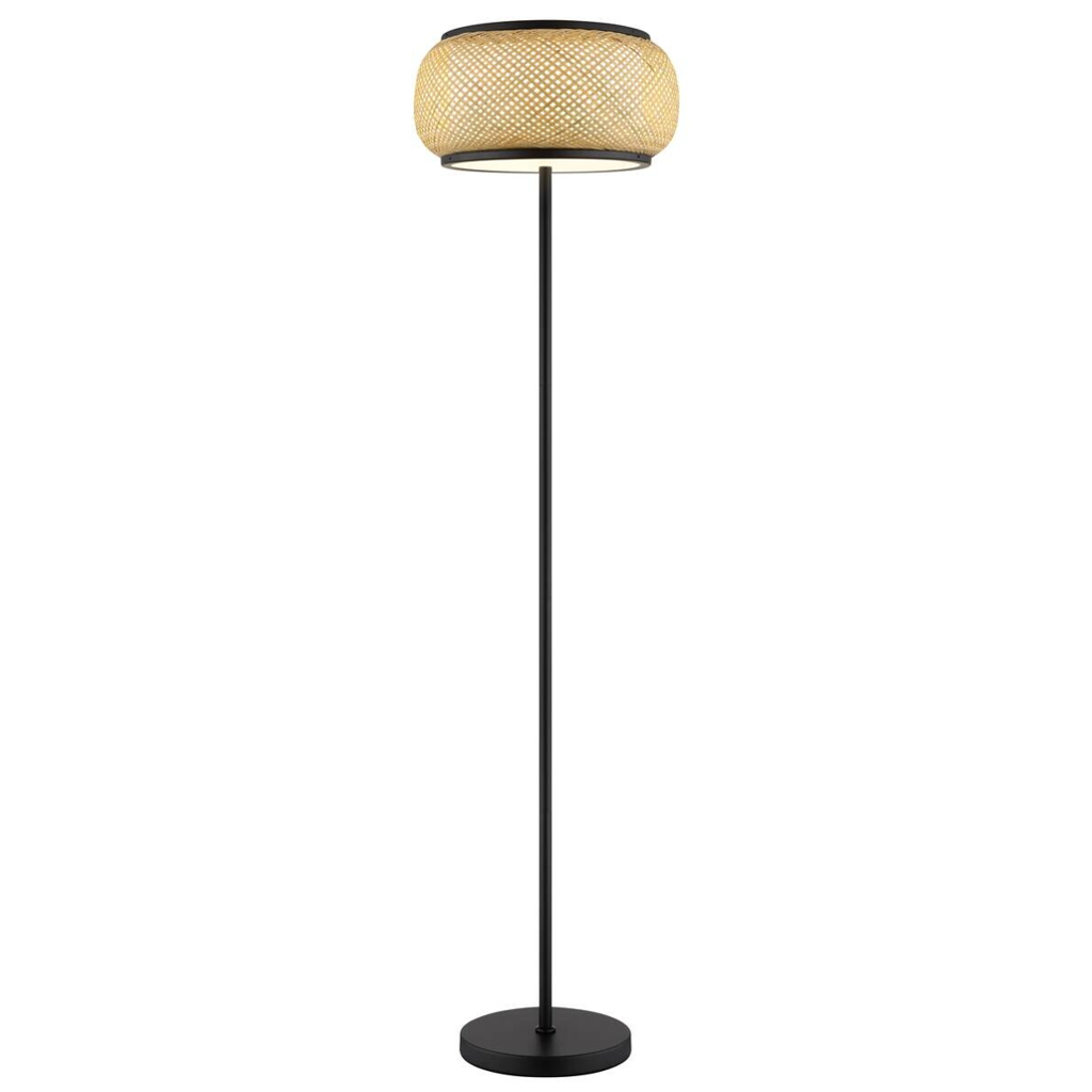 GLOBO Stehlampe natur mattschwarz Metall Bambus H/D: ca. 146,1x38 cm 1 Brennstellen