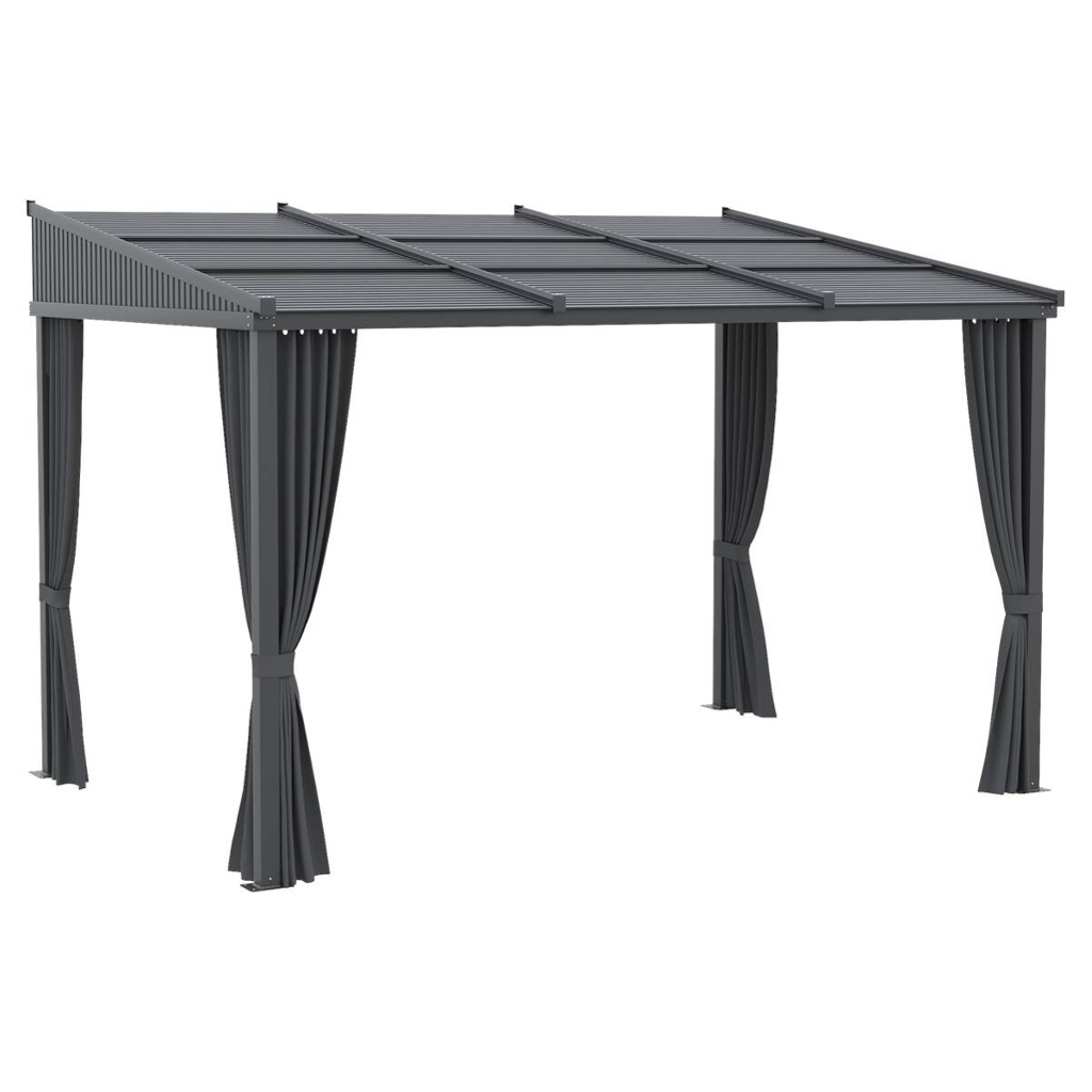 Outsunny Pergola mit Schiebeelementen grau Polyester B/H/L: ca. 255x242x365 cm