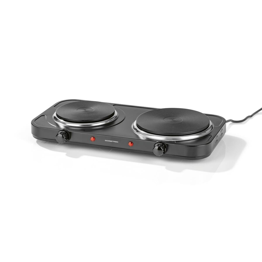 GOURMETmaxx Doppelkochplatte schwarz Metall B/H/L: ca. 48x7,5x23,5 cm