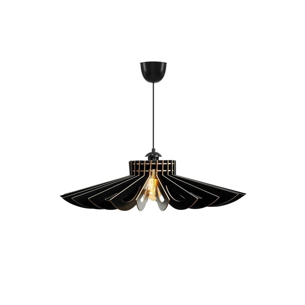 Opviq Pendelleuchte schwarz MDF B/H/T/L/D: ca. 68x50x68x68x68 cm E27 1 Brennstellen