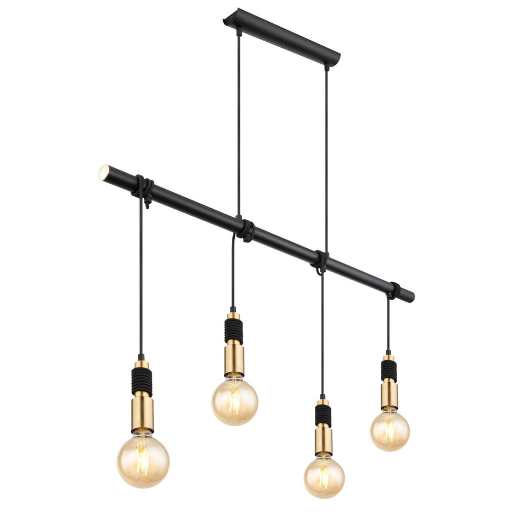 GLOBO Pendelleuchte schwarz messing Metall B/H/T: ca. 6x120x100 cm E27 4 Brennstellen