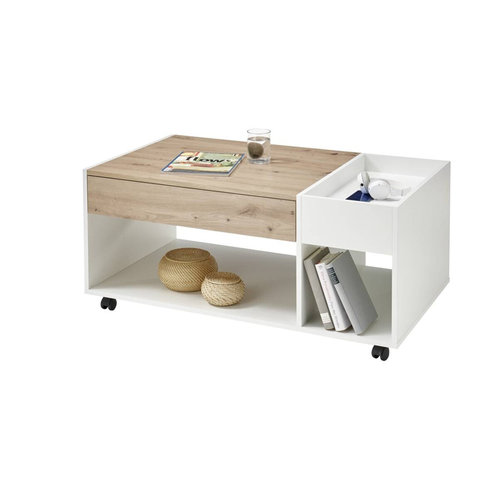 Couchtisch Eiche Artisan Nachbildung weiß B/H/T: ca. 110x44x60 cm