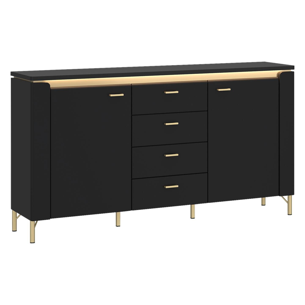 Sideboard Norica schwarz matt gold Optik B/H/T: ca. 155x87x40 cm
