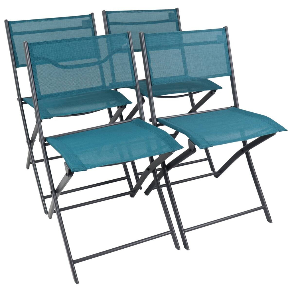 VCM Gartenstuhl 4er Set Sumila türkis Textilene B/H/L: ca. 45x79x46 cm