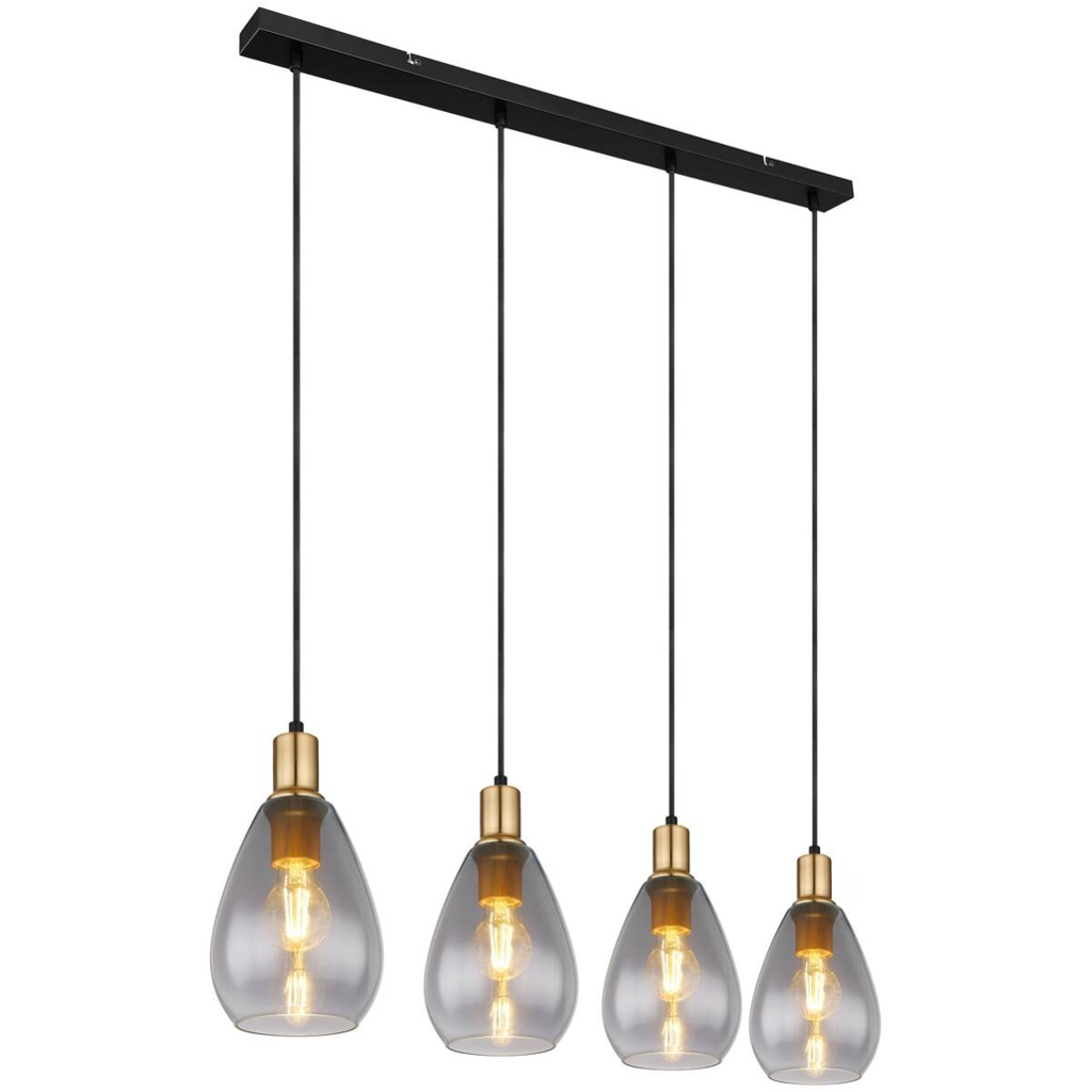 GLOBO Pendelleuchte Fanni Rauch Glas B/H/L: ca. 15x120x90 cm E27 4 Brennstellen
