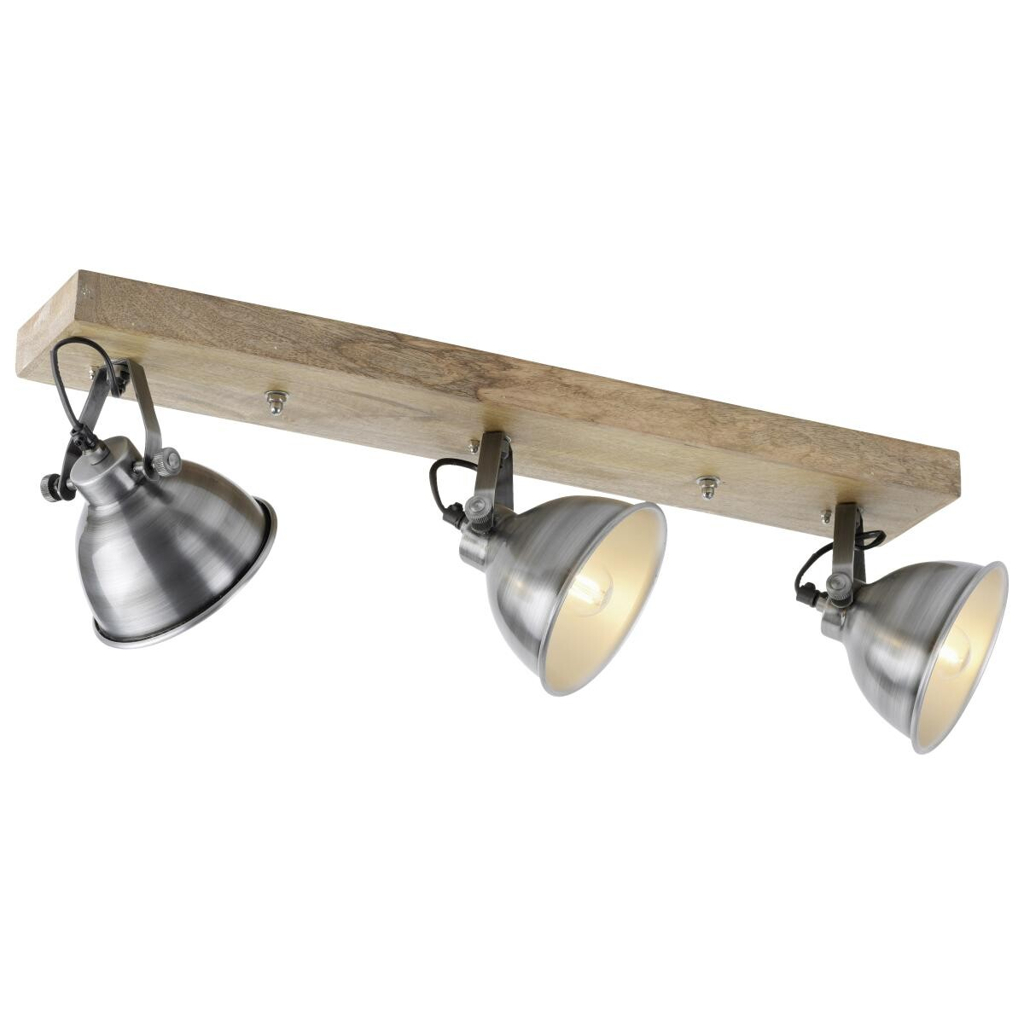 Just Light Spot Samia Echtholz Metall B/H/L: ca. 24x25x74 cm E14 3 Brennstellen