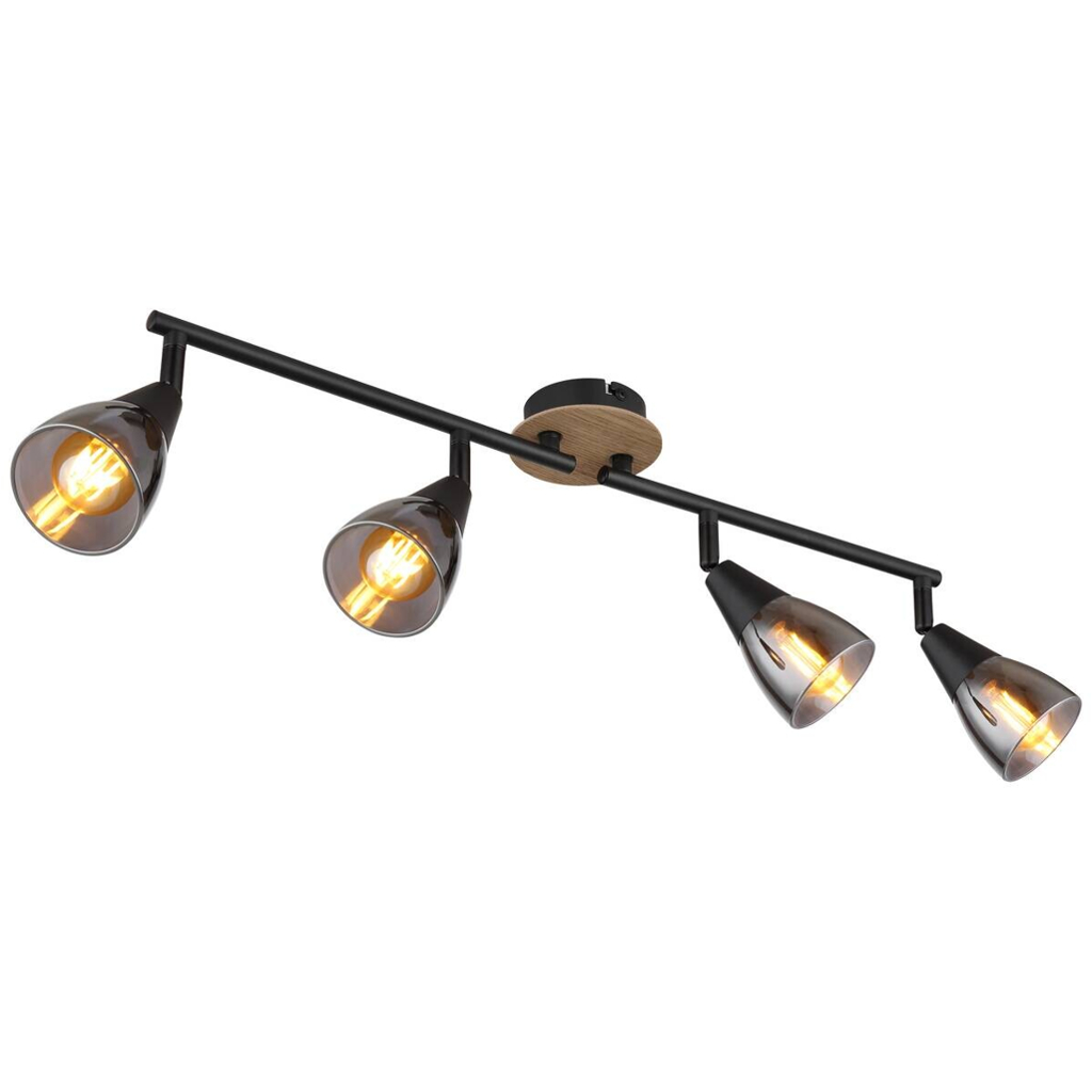 GLOBO Spot Mubby schwarz Rauch Metall Glas B/H/L: ca. 10x19x60 cm E14 4 Brennstellen