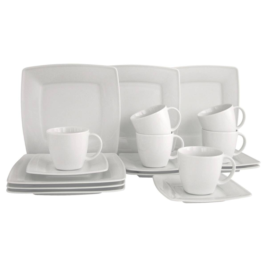 CreaTable Kaffeeservice Victoria weiß Porzellan 18 tlg.