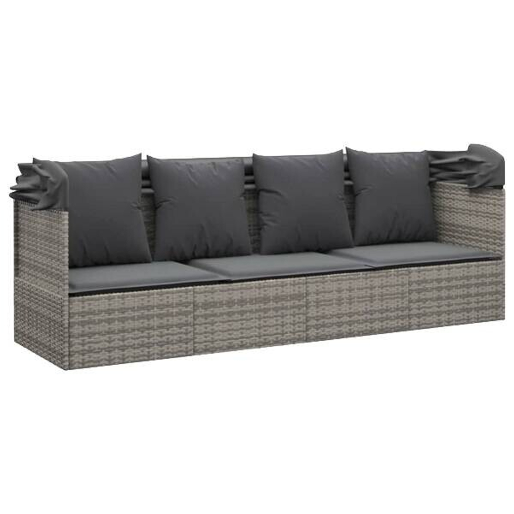 vidaXL Loungebett grau Rattan B/H/L: ca. 65x127x203 cm