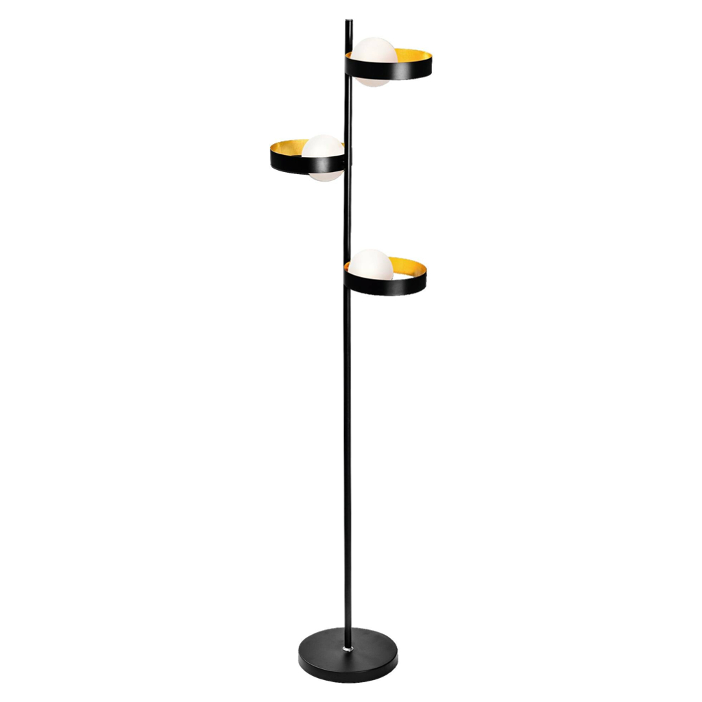 LEDVANCE Stehlampe Memphis schwarz gold weiß Metall Glas H/D: ca. 148x38,8 cm G9 3 Brennstellen