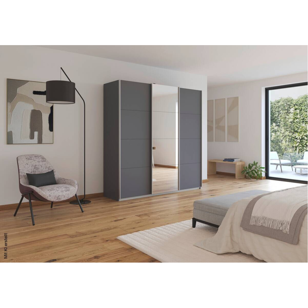 Kleiderschrank Kulmbach grau B/H/T: ca. 203x210x62 cm