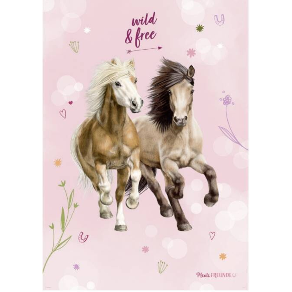 Pferde Freunde Kinderteppich rosa B/L: ca. 80x120 cm