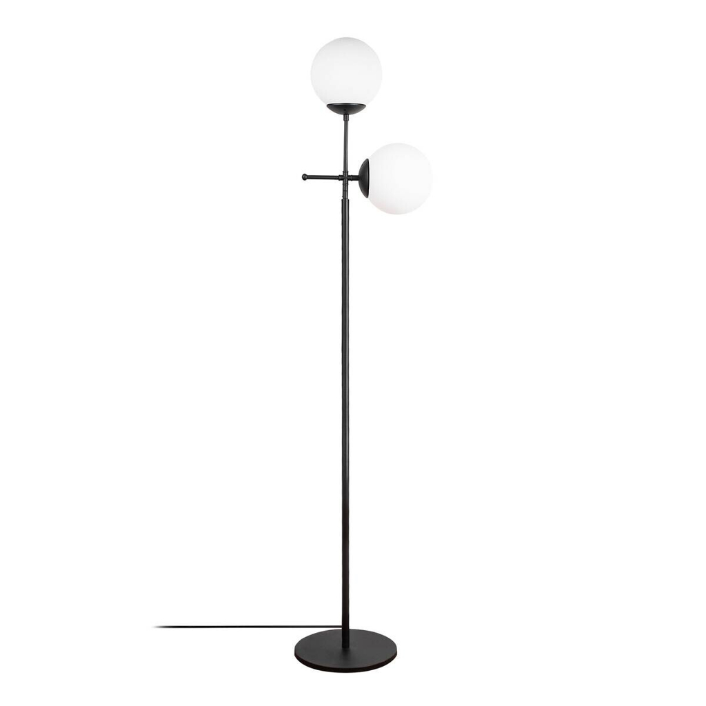 Opviq Stehlampe schwarz Metall Glas B/H/T/L: ca. 15x174x15x34 cm E27 2 Brennstellen