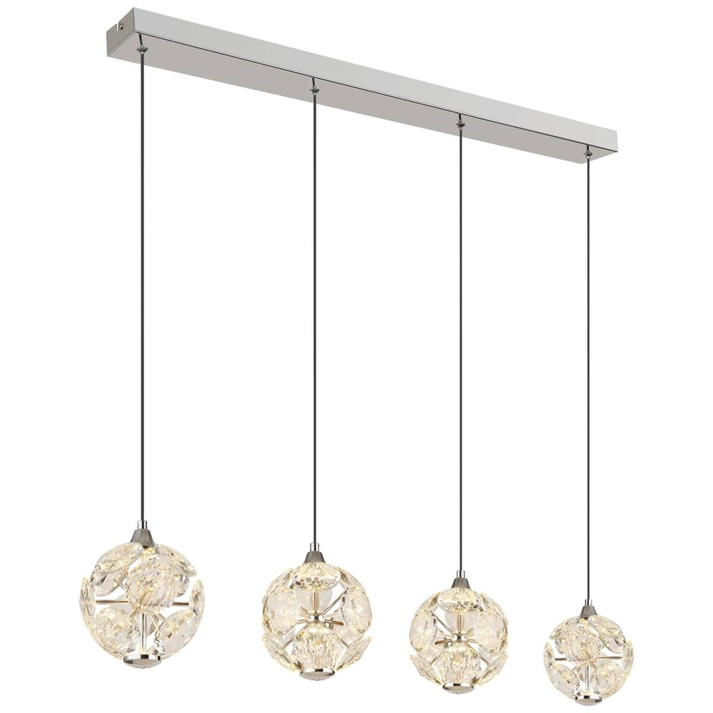 GLOBO Pendelleuchte klar Chrom Metall B/H/T/L: ca. 15x150x93x93 cm 1 Brennstellen