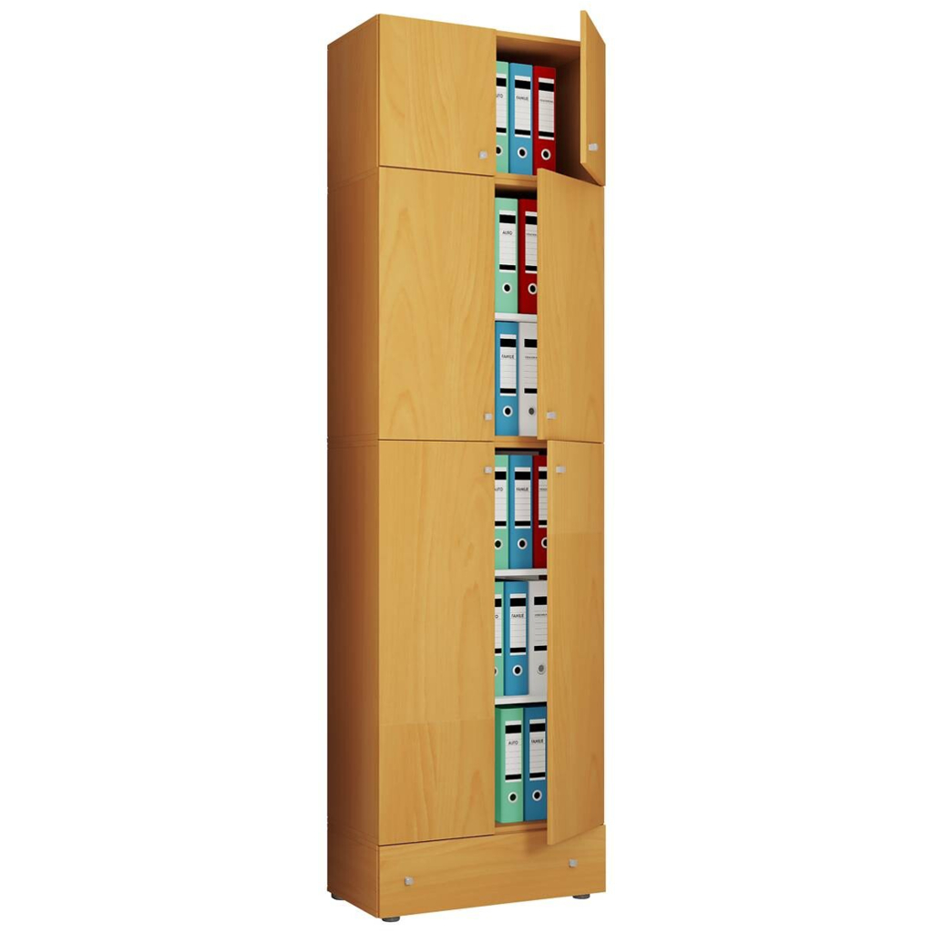 Büroschrank Lona buche Nachbildung weiß B/H/T: ca. 70x240x39 cm