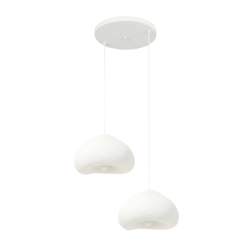 Opviq Pendelleuchte weiß Fiberglas Metall B/T/L: ca. 32x28x32 cm E27 2 Brennstellen