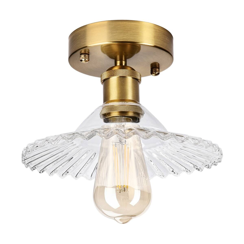 Lamkur Deckenleuchte transparent Glas Stahl B/H/L: ca. 21,5x13,5x21,5 cm E27 1 Brennstellen