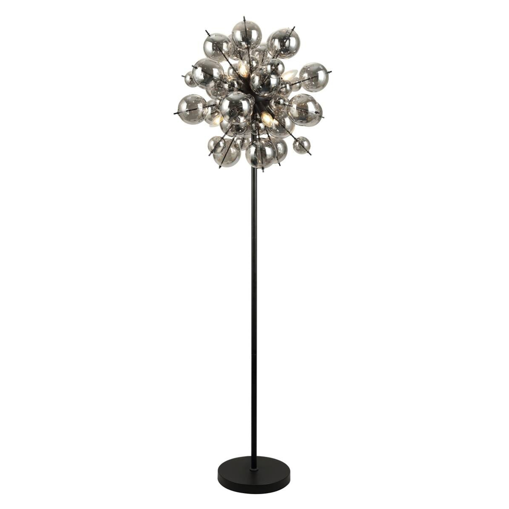 GLOBO Stehlampe mattschwarz Metall Glas H/D: ca. 155x55 cm 6 Brennstellen