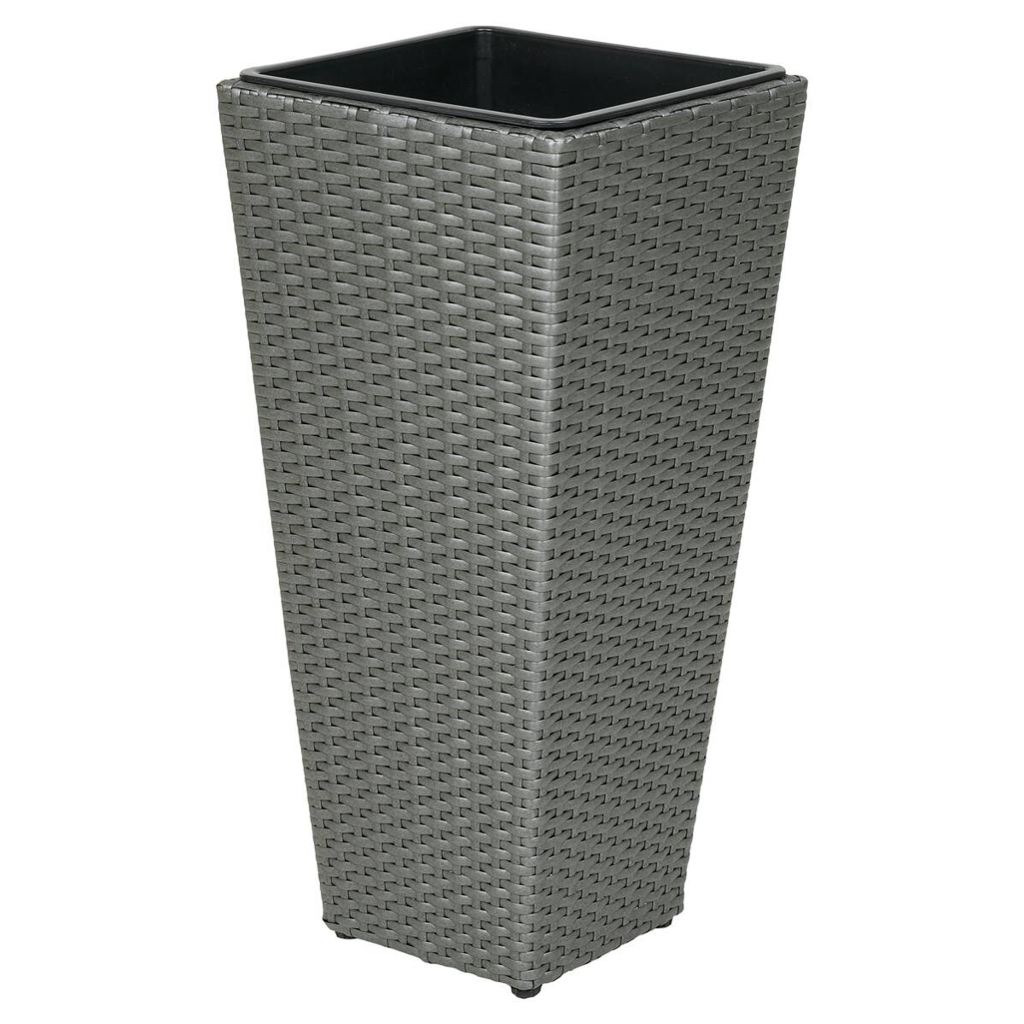 Pflanzgefäß grau Polyrattan B/H/L: ca. 28x60x28 cm