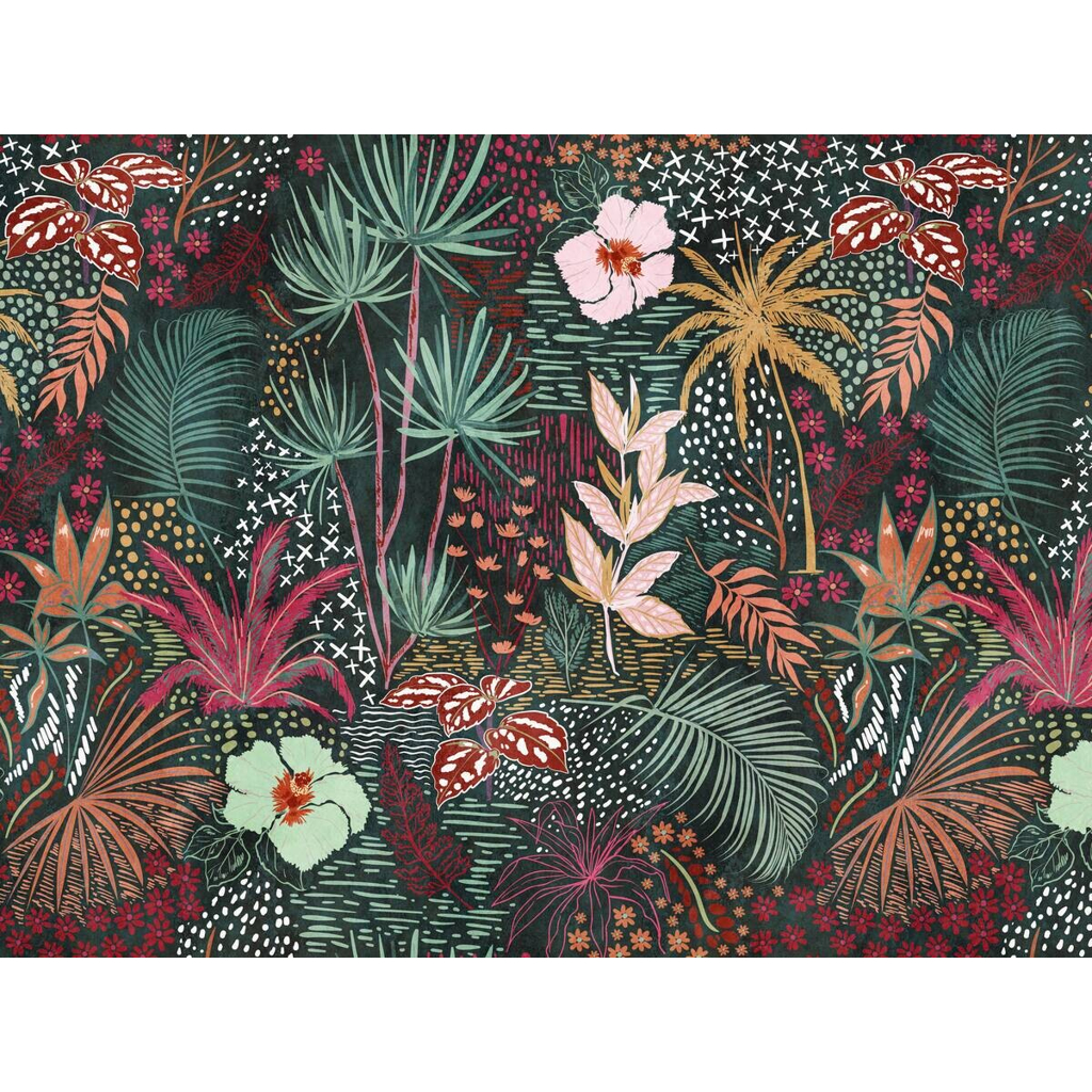 Livingwalls Fototapete Tropical Flair gelb grün rot B/L: ca. 280x371 cm